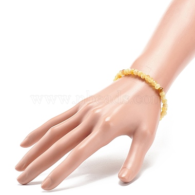 Bracelets extensibles en perles rondelles d'opale jaune naturel pour femmes(BJEW-JB08956-04)-3