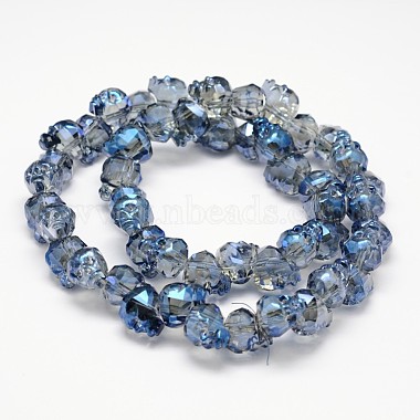 Full Rainbow Plated Faceted Skull Glass Beads(EGLA-L008A-A02)-2