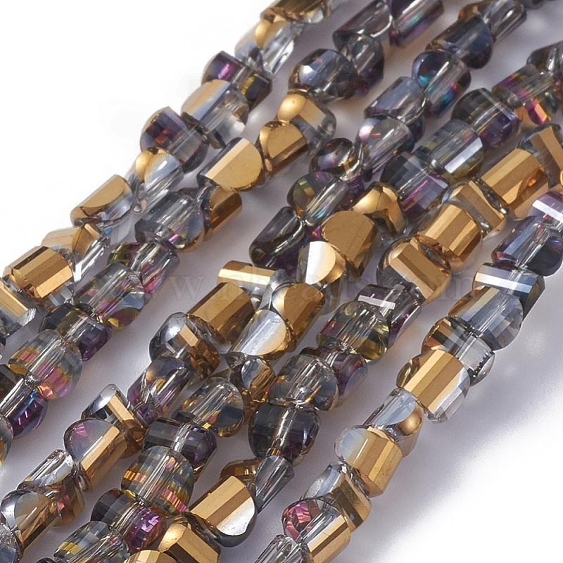 Electroplate Glass Beads Strands, Faceted, Half Plated, Half Round ...