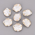 CCB Plastic Pendants, Petaline Charms, Golden Metal Enlaced, Creamy White, 20x17x5mm, Hole: 1.5mm, about 1160pcs/500g(PL-N007-21)