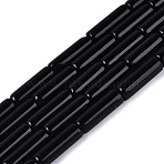 Opaque Solid Color Glass Beads Strands, Bugle, Black, 12.5~13x4~4.5mm, Hole: 0.6~0.9mm, about 28~29pcs/strand, 14.57~15.16 inch(37~38.5cm)(GLAA-N070-01A-C06)