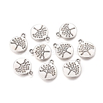 Flat Round with Tree Tibetan Style Alloy Pendants, Cadmium Free & Nickel Free & Lead Free, Antique Silver, 18.5x15x2mm, Hole: 2mm, about 590pcs/1000g(TIBEP-R338-10AS-NR)