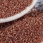 MIYUKI Round Rocailles Beads, Japanese Seed Beads, (RR553) Dyed Dark Peach Silverlined Alabaster, 15/0, 1.5mm, Hole: 0.7mm, about 5555pcs/bottle, 10g/bottle(SEED-JP0010-RR0553)