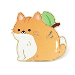 Cat Shape with Orange Enamel Pins, Alloy Lapel Pin Backs for Backpack Clothesack Clothes, Orange, 28x30mm(JEWB-I052-02G-03)