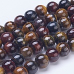 Natural Tiger Eye Beads Strands, Grade AB, Round, 12mm, Hole: 1.5mm, about 33pcs/strand, 15.47 inch(G-D855-07-12mm)
