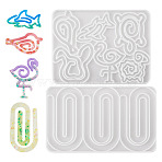 2Pcs 2 Styles Silicone Bookmark Molds, Rectangle, Animal Theme, Clear, 170~193x106~152x4.5~5.5mm, 1pc/style(DIY-TA0015-10)