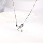 Non-Tarnish 304 Stainless Steel Bowknot Pendant Necklaces for Women, Cable Chains(ZL7242-2)