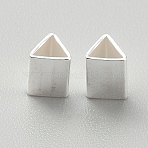 925 Sterling Silver Beads, Silver Color Plated, Triangle, 4x4.5x6mm, Hole: 3x3mm(STER-WH0008-63H-S)