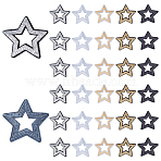 25Pcs 5 Styles Polyester & Plastic Embroider Thread Iron on/Sew On Patches, Hot Melt Adhesive, Cloth Appliques, Star, Mixed Color, 81~88x84~88x1~1.5mm, 5pcs/style(PATC-HY0001-80)