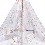 Polyester Mesh Fabric, Clothing Accessories, Flower Pattern, Gainsboro, 1500~1750x0.1~8.5mm, 2 yards/pc(DIY-WH0622-578A)