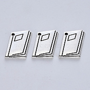 Tibetan Style Alloy Pendants for Teachers' Day, Cadmium Free & Lead Free, Book, Antique Silver, 18x12.5x2mm, Hole: 1.2mm, about 375pcs/500g(TIBE-R316-002AS-RS)
