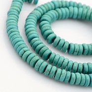 Synthetic Turquoise Beads Strands, Heishi Beads, Flat Round/Disc, Turquoise, 6x2.5mm, Hole: 1mm, about 168pcs/strand, 16.5 inch(X-G-J184-01)