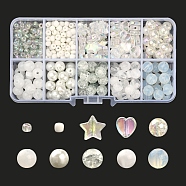 DIY Beads Jewelry Making Finding Kit, Including Imitation Gemstone & Crackle & Heart & Star & Round Acrylic & Glass Beads, White, 4~10x3~9mm, Hole: 1~2mm, 711Pcs/box(DIY-YW0005-84E)