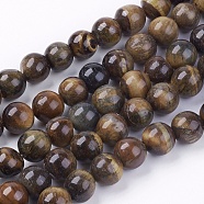 Natural Tiger Eye Round Bead Strands, 10mm, Hole: 1mm, about 38pcs/strand, 14.9 inch(G-R200-10mm)