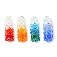 4Pcs 4 Color Faceted Glass Pendants, with Seed Beads, Mixed Color, 28x9.5x9.5mm, Hole: 4x2mm, 1pc/color(PALLOY-TA00063)
