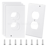 Plastic 1-Gang Socket Cover Plate, Rectangle, with Screws, White, 124x74x28mm, Hole: 4mm & 34x68mm(KY-WH0046-97)