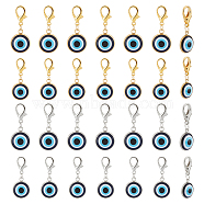 10 Sets 2 Style  Resin Evil Eye Pendant Decorations, Lobster Clasp Charms, Clip-on Charms, for Keychain, Purse, Backpack Ornament, Stitch Marker, Platinum & Golden, 35~38mm, 5 sets/style(HJEW-AR0001-06)