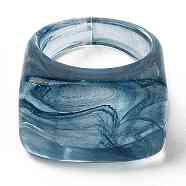 Resin Finger Rings, Imitation Gemstone Style, Rectangle, Steel Blue, US Size 6, Inner Diameter: 17mm(RJEW-Z007-01C)