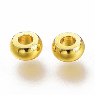 Brass Spacer Beads, Long-Lasting Plated, Disc, Golden, 3x1.5mm, Hole: 1.2mm(KK-H103-03A-G)
