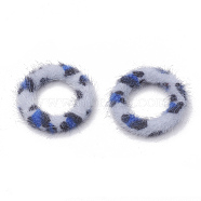 Faux Mink Fur Covered Linking Rings, with Aluminum Bottom, Ring, Platinum, Light Steel Blue, 27x4mm(X-WOVE-N009-08G)