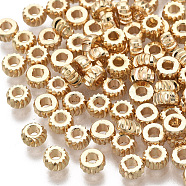 Brass Beads, Nickel Free, Rondelle, Twist, Real 18K Gold Plated, 3x1.5mm, Hole: 1.2mm(X-KK-T063-001B-NF)