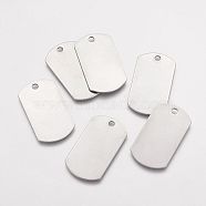 304 Stainless Steel Pendants, Rectangle, Stamping Blank Tags, Stainless Steel Color, 35x19.5x1mm, Hole: 3mm(STAS-G123-01P-AAA)