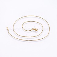 304 Stainless Steel Snake Chain Necklaces, with Lobster Claw Clasps, Golden, 17.7 inch(45cm), 1x1mm(NJEW-O102-30G)