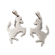 201 Stainless Steel Pendants, Horse Charm, Stainless Steel Color, 30.8x19x1.4mm, Hole: 6.5X3mm(STAS-K251-002)