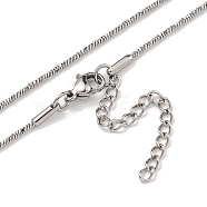 304 Stainless Steel Snake Chain Necklaces, Stainless Steel Color, 17.64x0.06 inch(44.8x0.15cm)(NJEW-R266-05P)