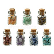 Transparent Glass Wishing Bottle Decoration, Wicca Gem Stones Balancing, with Chakra Synthetic & Natural Mixed Gemstone Beads Drift Chips inside, 15x25mm, 7pcs/set(AJEW-JD00009)