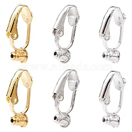 6Pcs 3 Colors Brass Clip-on Earring Converters Findings, for Non-Pierced Ears, Nickel Free, Mixed Color, 19x6x9mm, Hole: 1mm, 2Pcs/color(KK-YW0002-06)