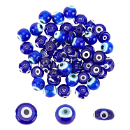 CHGCRAFT 72Pcs Handmade Evil Eye Lampwork Beads, Mixed Shapes, Blue, 9~11x4~10mm, Hole: 1~2mm(LAMP-CA0001-01)