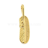 Ion Plating(IP) 304 Stainless Steel Pendants, Feather Charm, Golden, 36x9x7mm, Hole: 7x4mm(STAS-R231-06G)