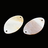 Natural Freshwater Shell Connector Charms, Oval, 43~43.5x26.5x3~4mm, Hole: 2mm(SHEL-N026-214C-A01)