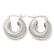 Rack Plating Brass Round Hoop Earrings for Women, Lead Free & Cadmium Free, Platinum, 21x19x6mm(EJEW-K247-03P)