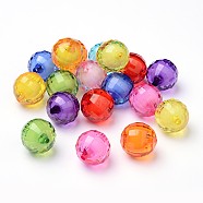 Transparent Acrylic Beads, Bead in Bead, Faceted, Round, Mixed Color, 20mm, Hole: 2mm, about 110pcs/500g(TACR-S086-20mm-M)