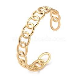 304 Stainless Steel Cuff Bangles for Women, Real 18K Gold Plated, Hollow, Oval, 1/2 inch(1.2cm)(BJEW-K263-05G-02)