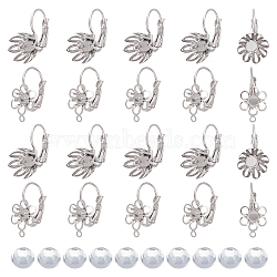 DIY Flower Leverback Earring Making Kits, Including 304 Stainless Steel Leverback Earring Settings, Acrylic Rhinestone Cabochons, Stainless Steel Color, 40pcs/box(DIY-DC0001-48)