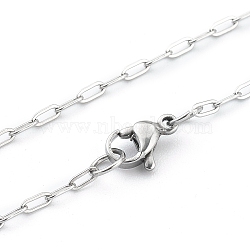 Non-Tarnish 304 Stainless Steel Paperclip Chain Necklace with Lobster Claw Clasps for Men Women, Stainless Steel Color, 23.62 inch(60cm)(NJEW-H205-03P-04)