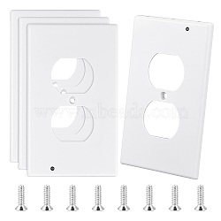 Plastic 1-Gang Socket Cover Plate, Rectangle, with Screws, White, 124x74x28mm, Hole: 4mm & 34x68mm(KY-WH0046-97)