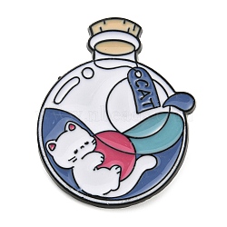 Cat in the Bottle Enamel Pins, Black Zinc Alloy Badge for Women, Colorful, 29x24x1.5mm(JEWB-Q033-01D)