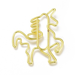 Unicorn Shape Iron Paperclips, Cute Paper Clips, Funny Bookmark Marking Clips, Golden, 36x31x3mm(TOOL-K006-27G)