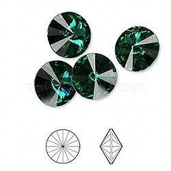 Austrian Crystal Rhinestone Cabochons, Crystal Passions, Foil Back, Faceted Rivoli, 1122, 205_Emerald, 8.164~8.421mm(1122-SS39-F205)