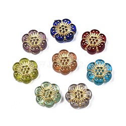 Plating Acrylic Beads, Metal Enlaced, Flower, Mixed Color, 13x12x4mm, Hole: 1.2mm, about 1150pcs/500g(PACR-N008-013)