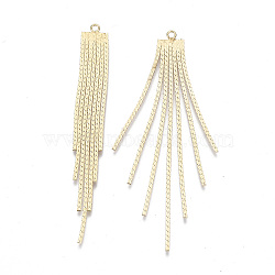 Brass Chain Tassel Big Pendants, Nickel Free, Real 18K Gold Plated, 72x8.2x0.7mm, Hole: 1.5mm(X1-KK-N231-110G-NF)