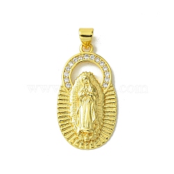 Real 18K Gold Plated Brass Micro Pave Cubic Zirconia Pendants, Virgin, Clear, 30x16x3mm, Hole: 3.5x4.5mm(KK-H472-18G)