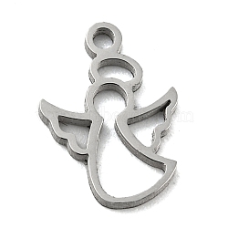 Laser Cut 304 Stainless Steel Charms, Angel Charms, Stainless Steel Color, 11x8x1mm, Hole: 1.2mm(STAS-G323-04P)