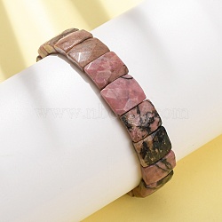 Natural Hypersthene Beaded Stretch Bracelets for Unisex, Faceted Rectangle, Beads: 12x10x6mm, Inner Diameter: 2.24 inch(5.7cm)(G-K303-02C)