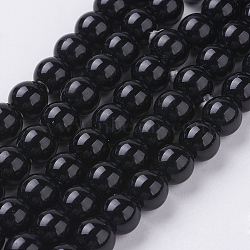 Synthetic Black Stone Beads Strands, Dyed, Round, Black, 8mm, Hole: 1mm(X-G-G088-8mm)