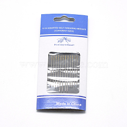 Iron Self-Threading Hand Sewing Needles, Golden, 36x0.76mm, about 12pcs/bag(IFIN-R232-01G)